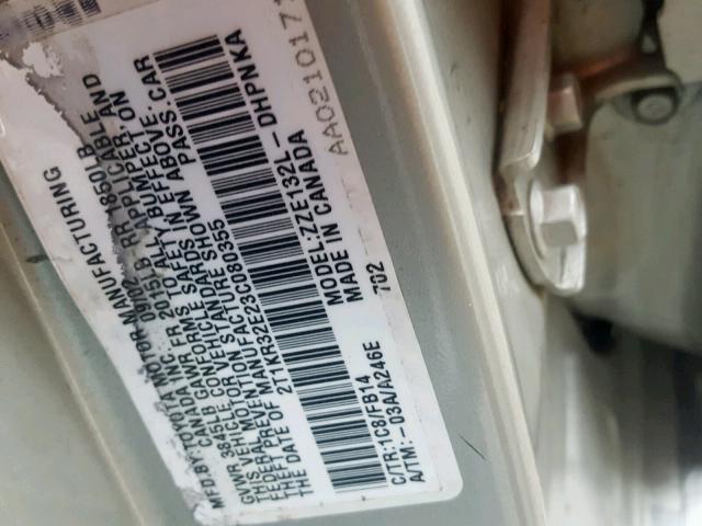 2T1KR32E23C080355 - 2003 TOYOTA MATRIX 银色 照片 10