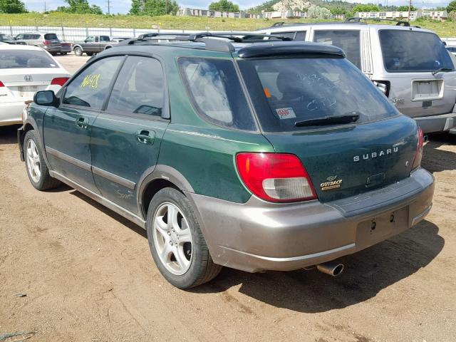 JF1GG68592H825526 - 2002 SUBARU IMPREZA OU GREEN photo 3