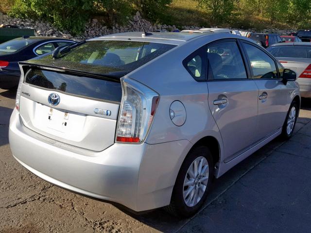 JTDKN3DP8C3022785 - 2012 TOYOTA PRIUS PLUG SILVER photo 4