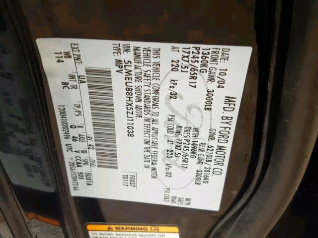 5LMEU88HX5ZJ11038 - 2005 LINCOLN AVIATOR Qara foto 10