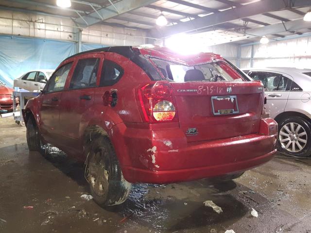 1B3HB48B37D109275 - 2007 DODGE CALIBER SX MAROON photo 3