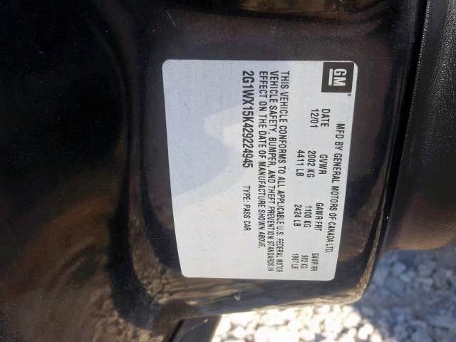 2G1WW12E919200009 - 2001 CHEVROLET MONTE CARL 黑色 照片 10