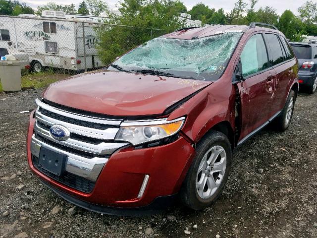 2FMDK4JCXEBA54483 - 2014 FORD EDGE SEL BURGUNDY photo 2