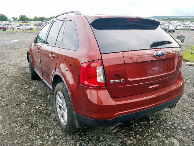 2FMDK4JCXEBA54483 - 2014 FORD EDGE SEL BURGUNDY photo 3