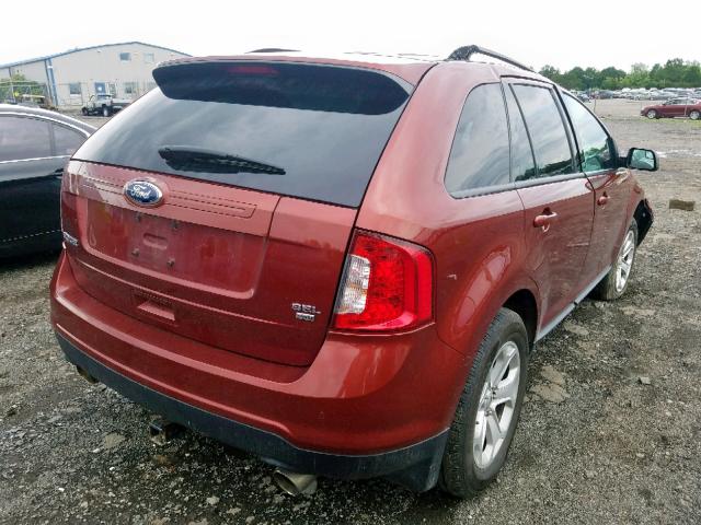 2FMDK4JCXEBA54483 - 2014 FORD EDGE SEL BURGUNDY photo 4