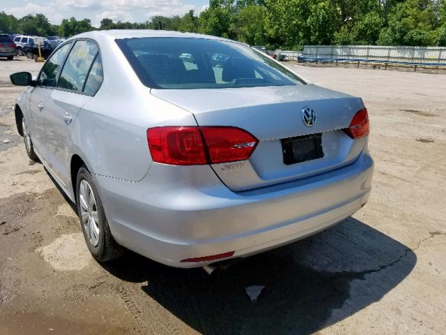 3VW2K7AJ8EM357351 - 2014 VOLKSWAGEN JETTA BASE SILVER photo 3