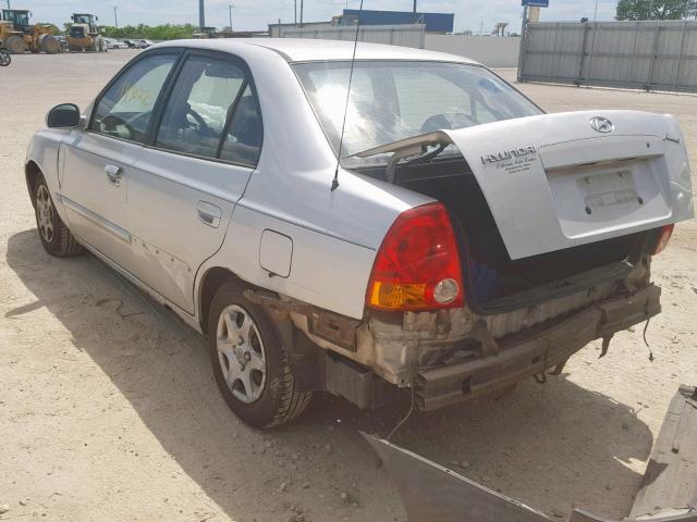 KMHCG45C24U519211 - 2004 HYUNDAI ACCENT GL SILVER photo 3