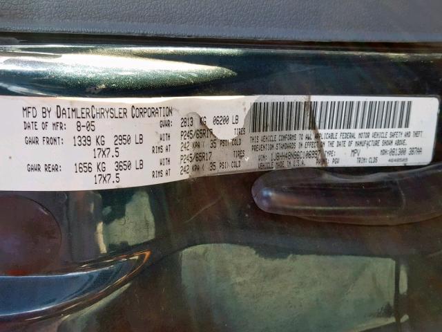 1J8HH48N96C106997 - 2006 JEEP COMMANDER მწვანე ფოტო 10