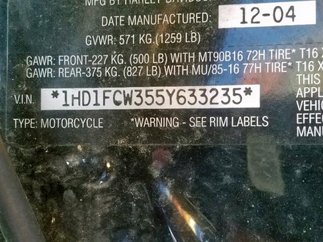 1HD1FCW355Y633235 - 2005 HARLEY-DAVIDSON FLHTCUI TWO TONE photo 10