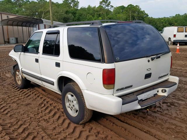 1GNDT13W912188898 - 2001 CHEVROLET BLAZER WHITE photo 3