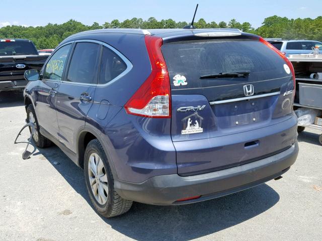 5J6RM4H74EL001513 - 2014 HONDA CR-V EXL BLUE photo 3