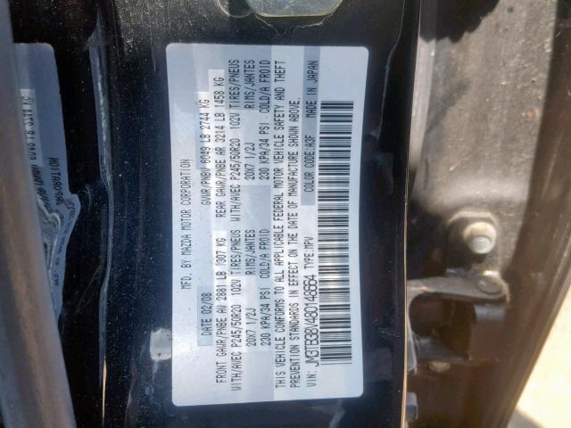 JM3TB38V480148664 - 2008 MAZDA CX-9 BLACK photo 10