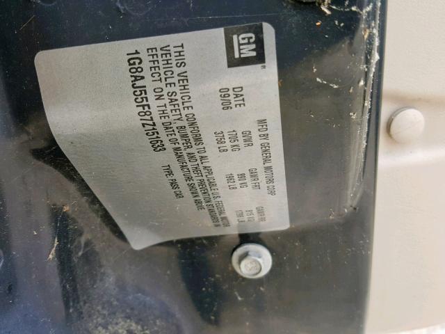 1G8AJ55F87Z151633 - 2007 SATURN ION LEVEL GREEN photo 10