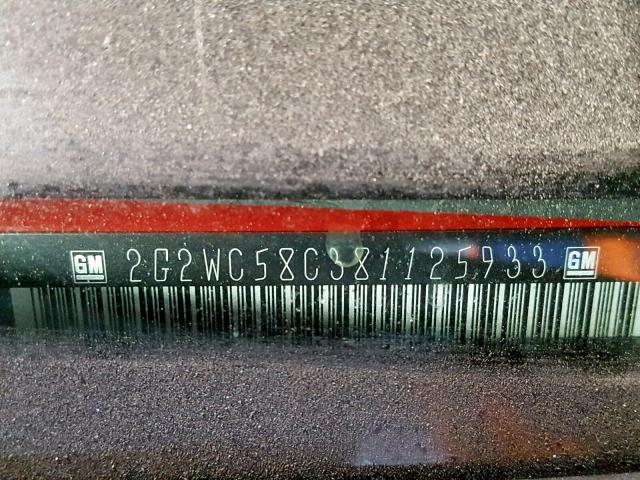 2G2WC58C381125933 - 2008 PONTIAC GRAND PRIX RED photo 10