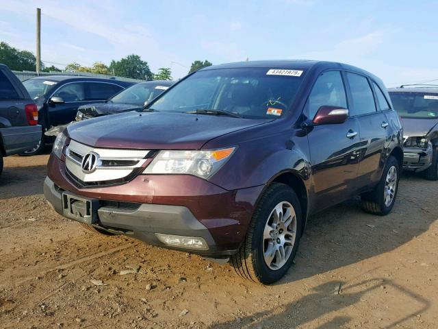 2HNYD28279H532941 - 2009 ACURA MDX BURGUNDY photo 2