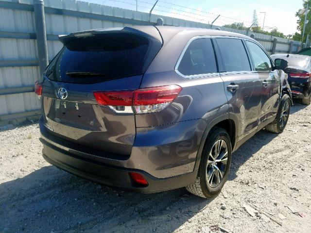 5TDZZRFH7KS304747 - 2019 TOYOTA HIGHLANDER GRAY photo 4