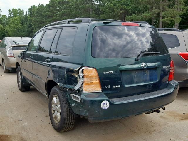 JTEHF21A430110750 - 2003 TOYOTA HIGHLANDER GREEN photo 3