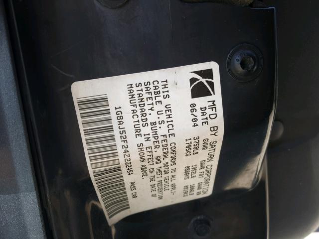 1G8AJ52F24Z222454 - 2004 SATURN ION LEVEL SILVER photo 10
