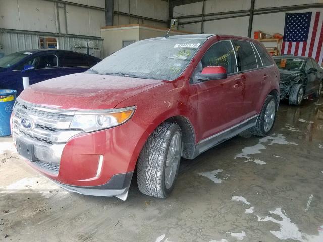 2FMDK3J94CBA12404 - 2012 FORD EDGE SEL RED photo 2