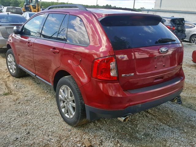 2FMDK3JC6DBE23073 - 2013 FORD EDGE SEL RED photo 3