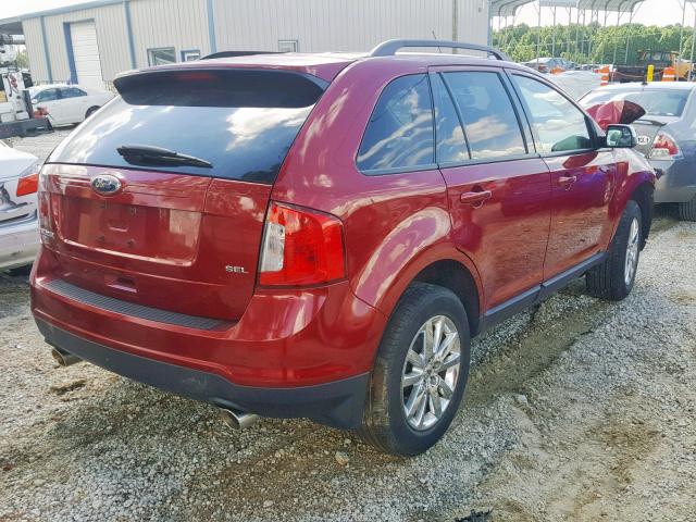 2FMDK3JC6DBE23073 - 2013 FORD EDGE SEL RED photo 4