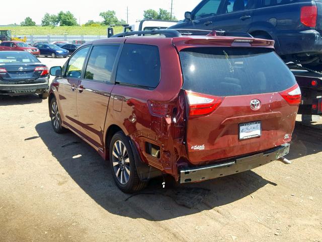 5TDDZ3DC6KS216299 - 2019 TOYOTA SIENNA LIM RED photo 3