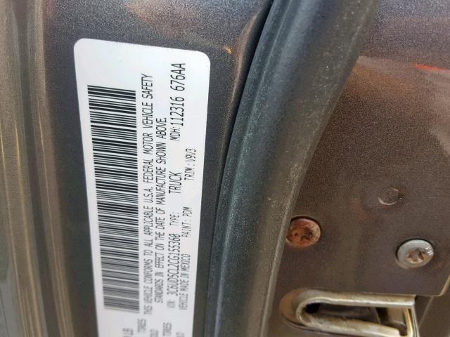 3C6UD5CL2CG155360 - 2012 DODGE RAM 2500 S გრაფიტი ფოტო 10