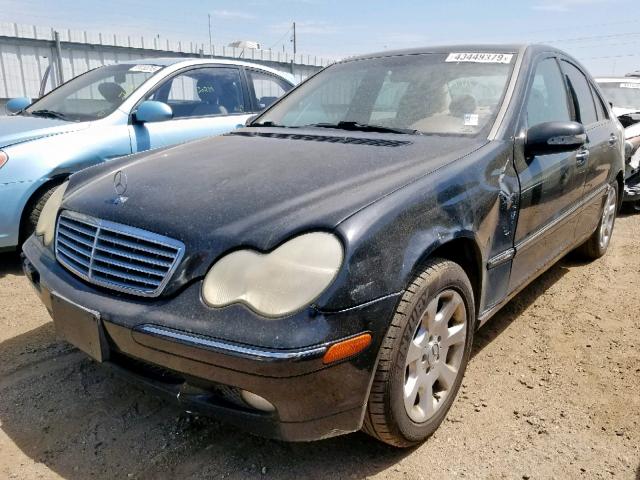 WDBRF61J92F243725 - 2002 MERCEDES-BENZ C 240 BLACK photo 2