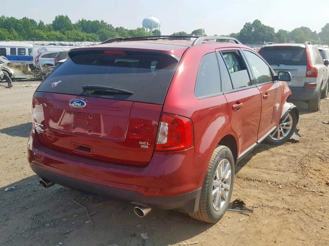 2FMDK4JCXEBA98242 - 2014 FORD EDGE SEL RED photo 4