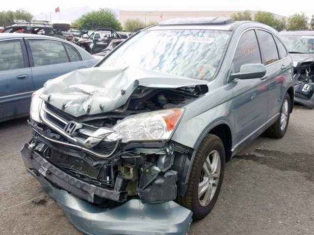 5J6RE3H79AL011276 - 2010 HONDA CR-V EXL TEAL photo 2