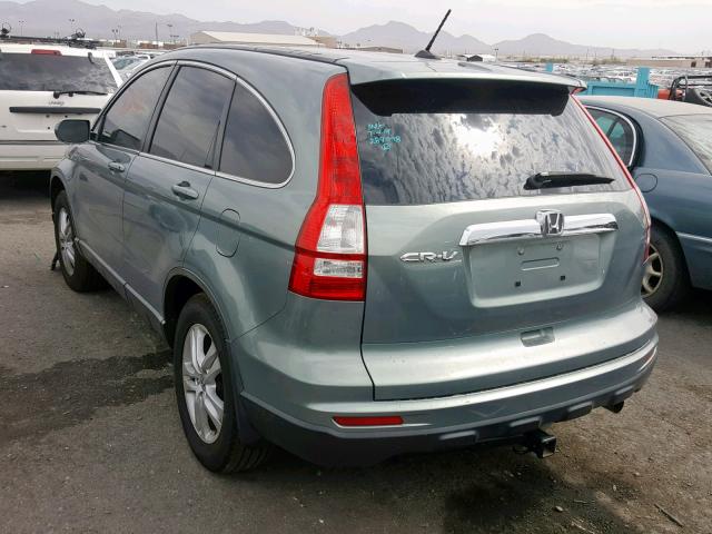 5J6RE3H79AL011276 - 2010 HONDA CR-V EXL TEAL photo 3