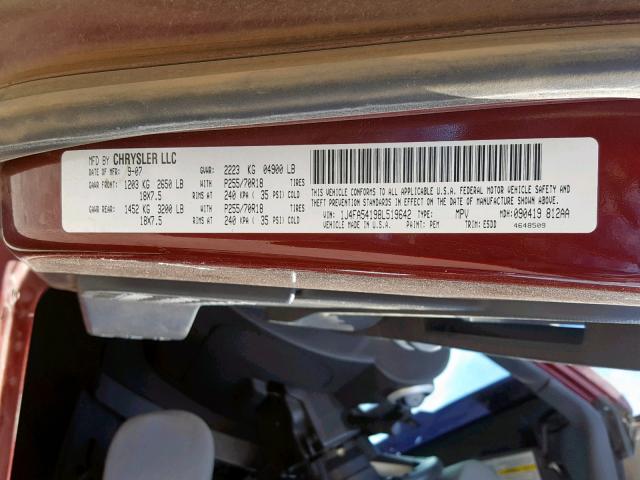 1J4FA54198L519642 - 2008 JEEP WRANGLER S BURGUNDY photo 10