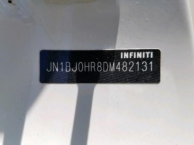 JN1BJ0HR8DM482131 - 2013 INFINITI EX37 BASE WHITE photo 10