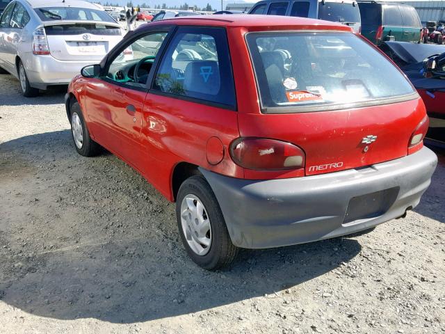 2C1MR2269W6727154 - 1998 CHEVROLET METRO RED photo 3