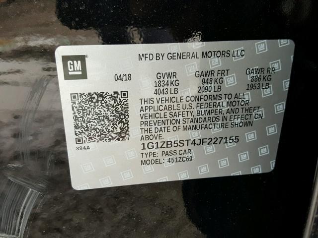 1G1ZB5ST4JF227155 - 2018 CHEVROLET MALIBU LS 黑色 照片 10