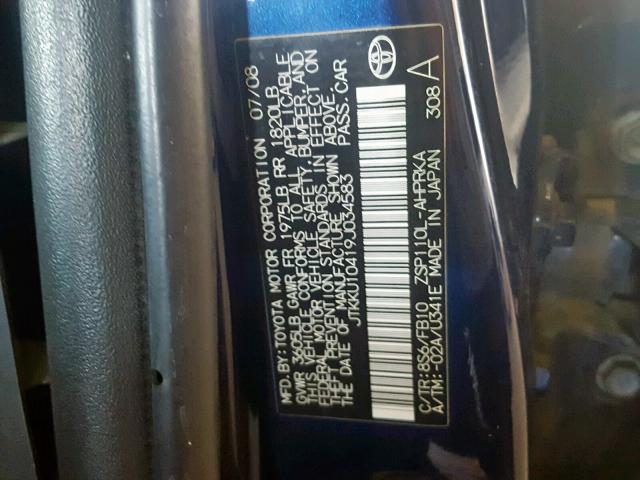 JTKKU10419J034583 - 2009 TOYOTA SCION XD BLUE photo 10