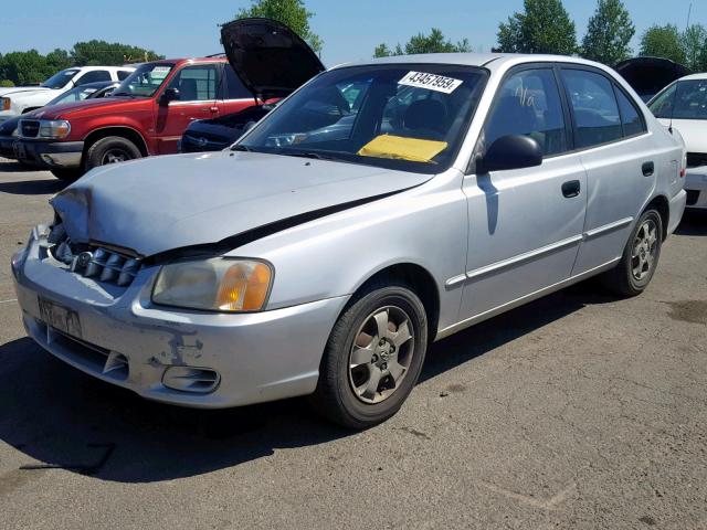 KMHCG45C22U378525 - 2002 HYUNDAI ACCENT GL SILVER photo 2