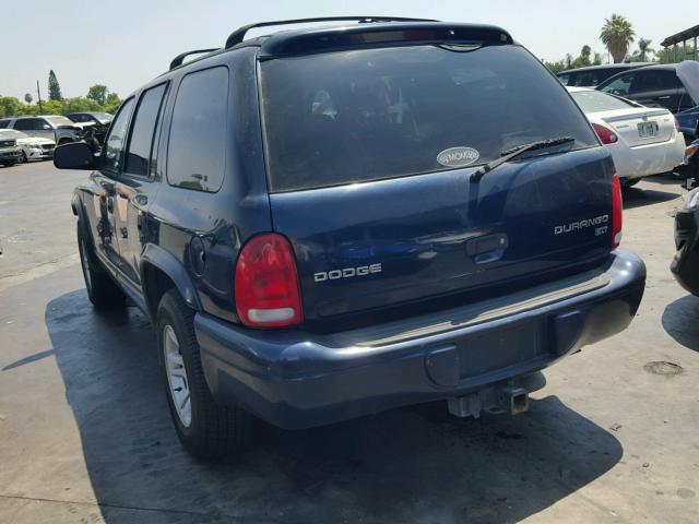 1D8HR48N93F531376 - 2003 DODGE DURANGO SL BLUE photo 3