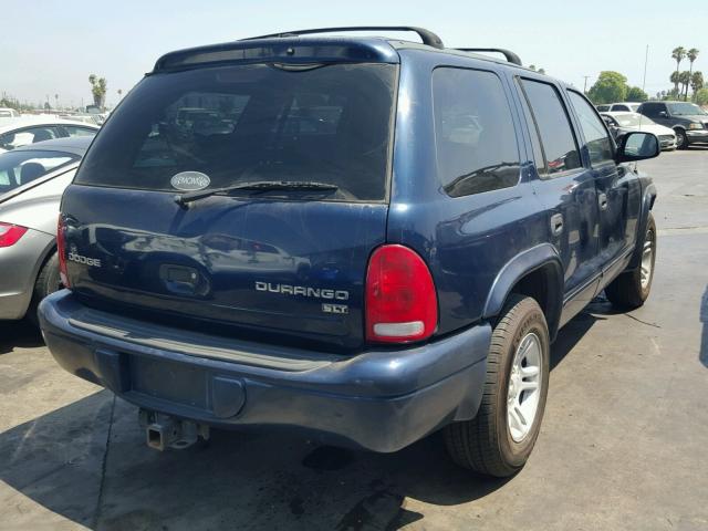 1D8HR48N93F531376 - 2003 DODGE DURANGO SL BLUE photo 4