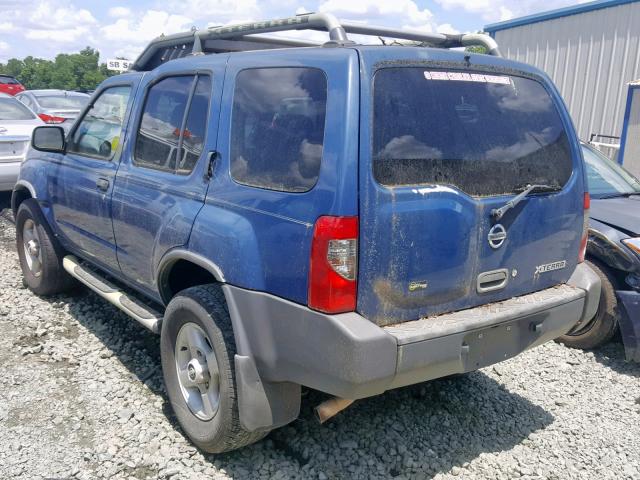 5N1ED28T02C509619 - 2002 NISSAN XTERRA XE BLUE photo 3