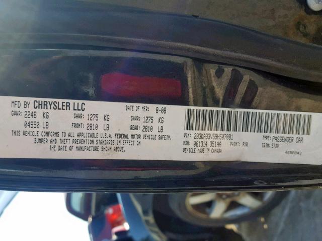 2B3KA33V59H507081 - 2009 DODGE CHARGER SX BLACK photo 10