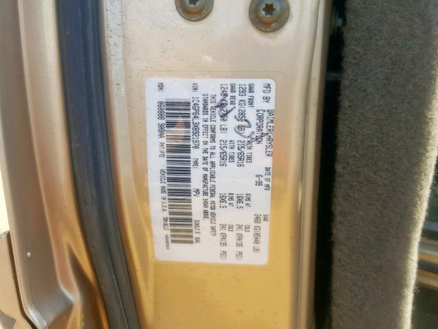 1C4GP64L3XB921970 - 1999 CHRYSLER TOWN & COU GOLD photo 10