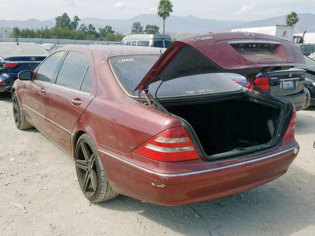 WDBNG75J92A282663 - 2002 MERCEDES-BENZ S 500 BURGUNDY photo 3