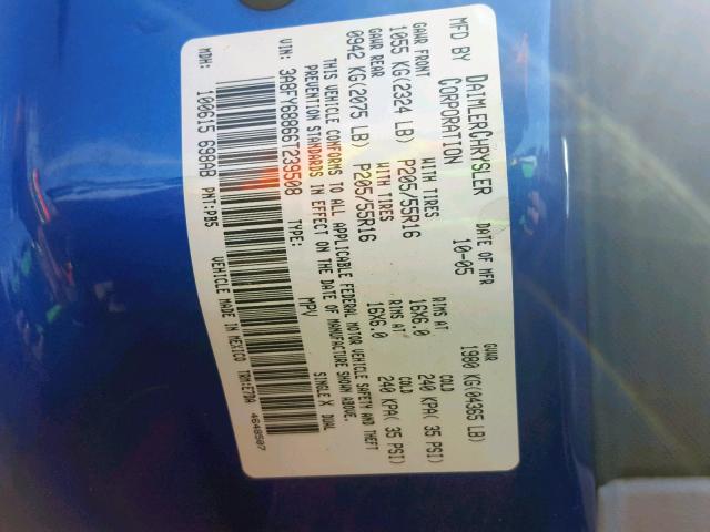 3A8FY68866T239508 - 2006 CHRYSLER PT CRUISER BLUE photo 10