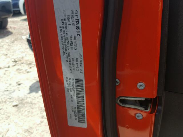 2C3CDXHGXGH358647 - 2016 DODGE CHARGER SX ORANGE photo 10