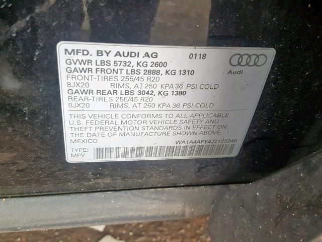 WA1A4AFY4J2123246 - 2018 AUDI SQ5 PREMIU BLACK photo 10