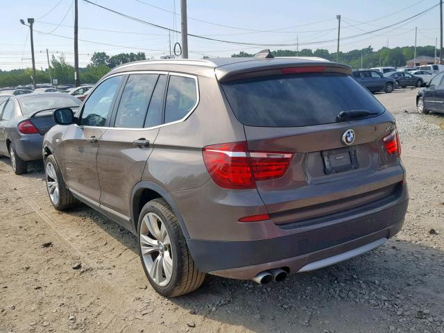 5UXWX7C50BL732621 - 2011 BMW X3 XDRIVE3 BROWN photo 3