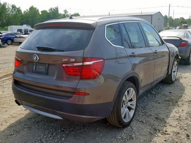 5UXWX7C50BL732621 - 2011 BMW X3 XDRIVE3 BROWN photo 4