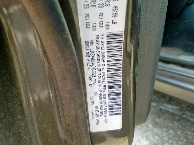 1J4GX48S44C433228 - 2004 JEEP GRAND CHER GRAY photo 10