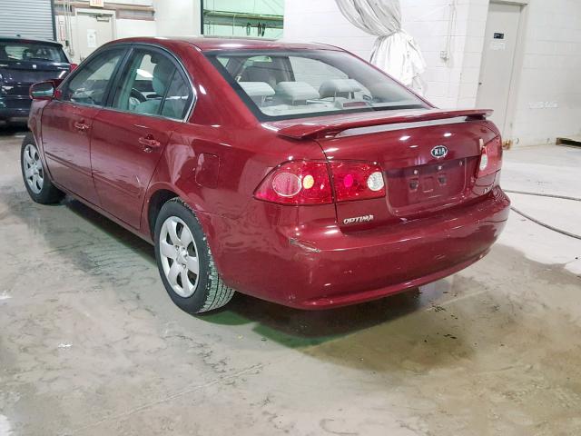 KNAGE123285236304 - 2008 KIA OPTIMA LX RED photo 3